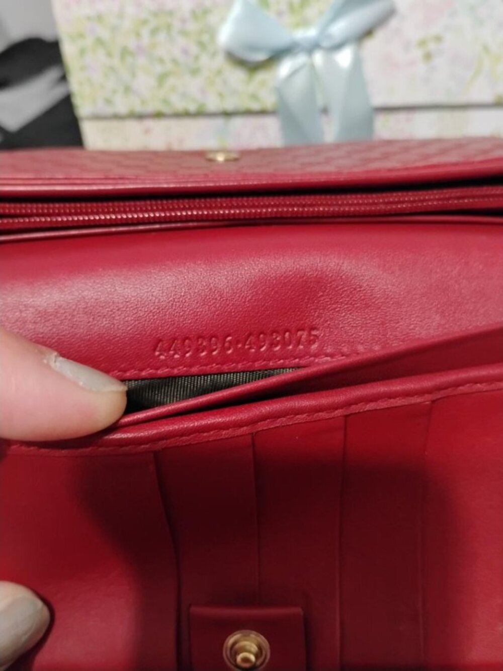 Gucci Wallet Red Micro Guccissima Continental Flap Leather Wallet EUC - Picture 6 of 12